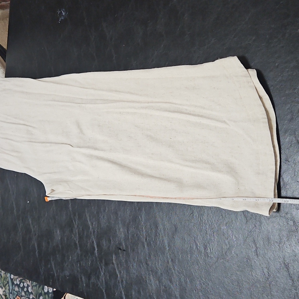 Petal + Pup M 100% Linen High Rise Wide Leg Cropped Pants Beige Quiet Luxury - Picture 8 of 10